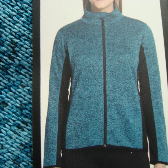 NWT Marc New York Andrew Marc Women's Full Zip Sweater Jacket Teal Black sz M - Picture 4 of 7